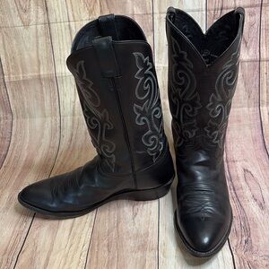 JUSTIN 1409 Western Cowboy Boots 13” Shaft Height Black Leather Men’s Size 14EE